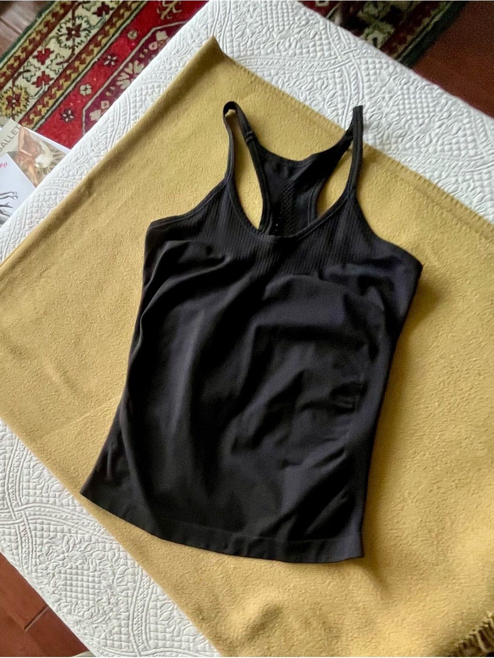 Zella Black Racerback Tank Top with Mesh Detail